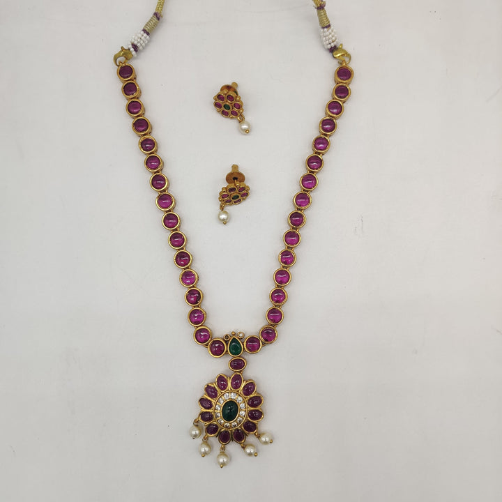 Heritage Ruby Temple Necklace Set | SHOBITAM