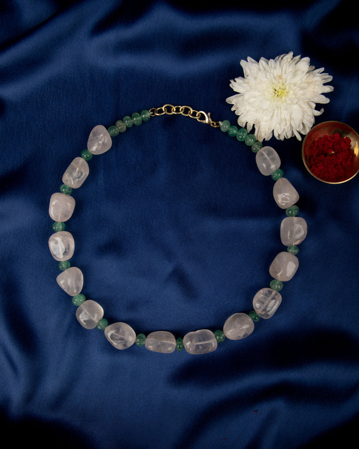 Rosaline Grove: Rose Quartz & Prasiolite Mala | SHOBITAM