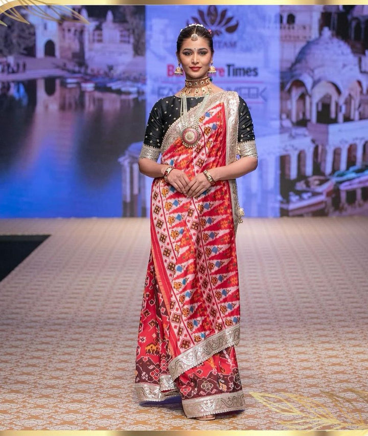 Exquisite Elephant design pure Silk Ikkat saree with gottapatti and light embellishments | SILK MARK CERTIFIED