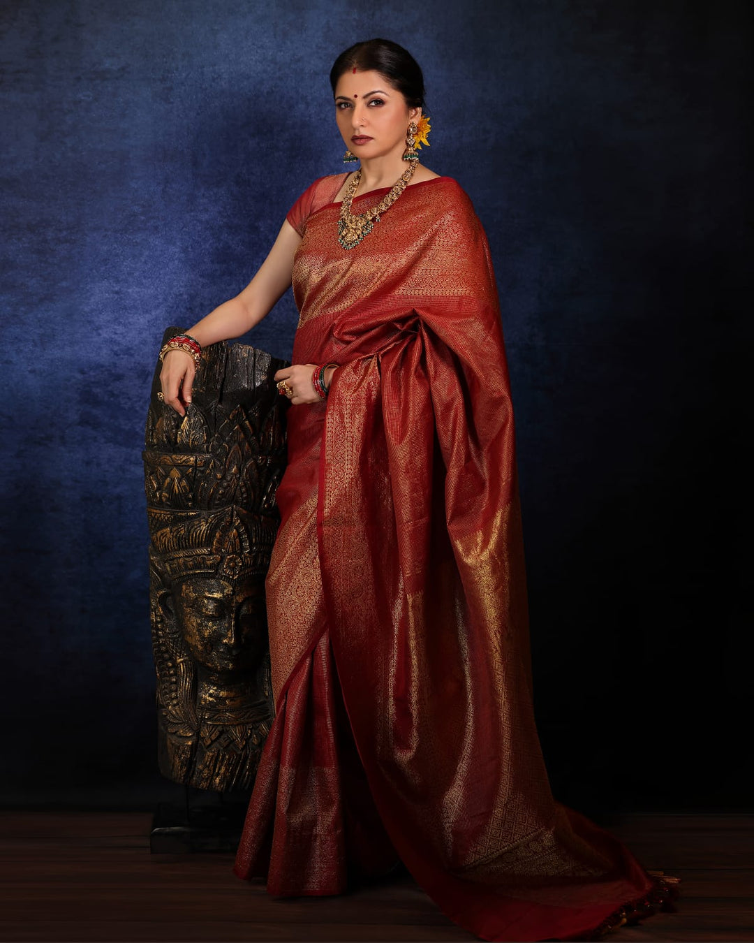 Pre Order Brick Red Gadwal Silk Saree with Podi-Kattam Zari Checks and Wide Zari Border | SILK MARK CERTIFIED