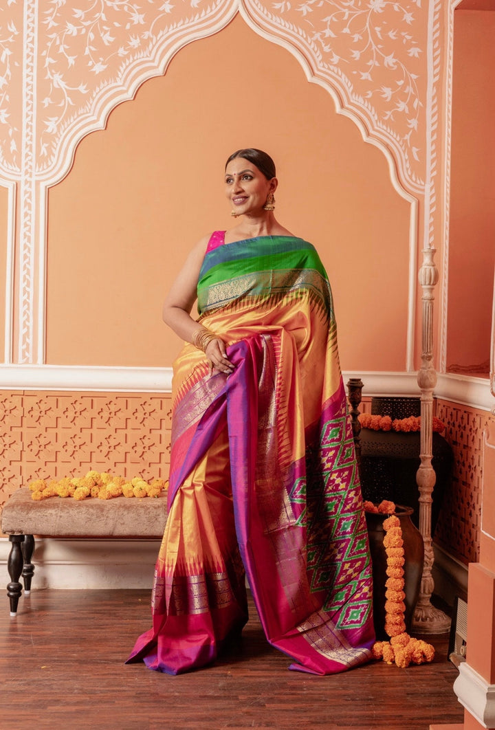 Mahima - Handwoven Pochampally Silk Saree | SILK MARK CERTIFIED | SHOBITAM