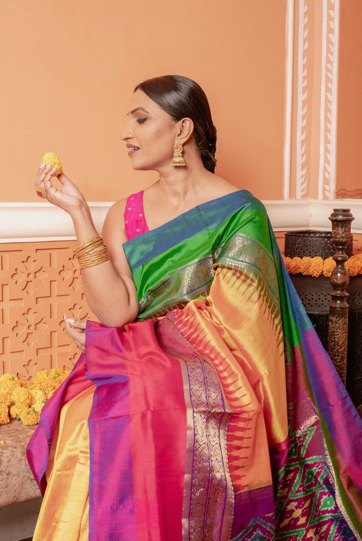 Mahima - Handwoven Pochampally Silk Saree | SILK MARK CERTIFIED | SHOBITAM