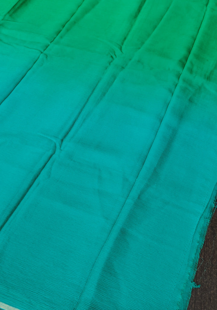 Bollywood style ombre pure chiffon in Light Green and Light Sea green, No Blouse Piece
