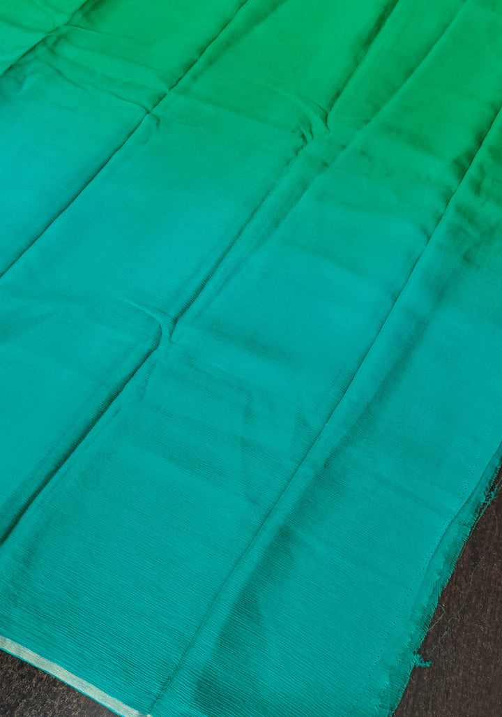 Bollywood style ombre pure chiffon in Light Green and Light Sea green, No Blouse Piece