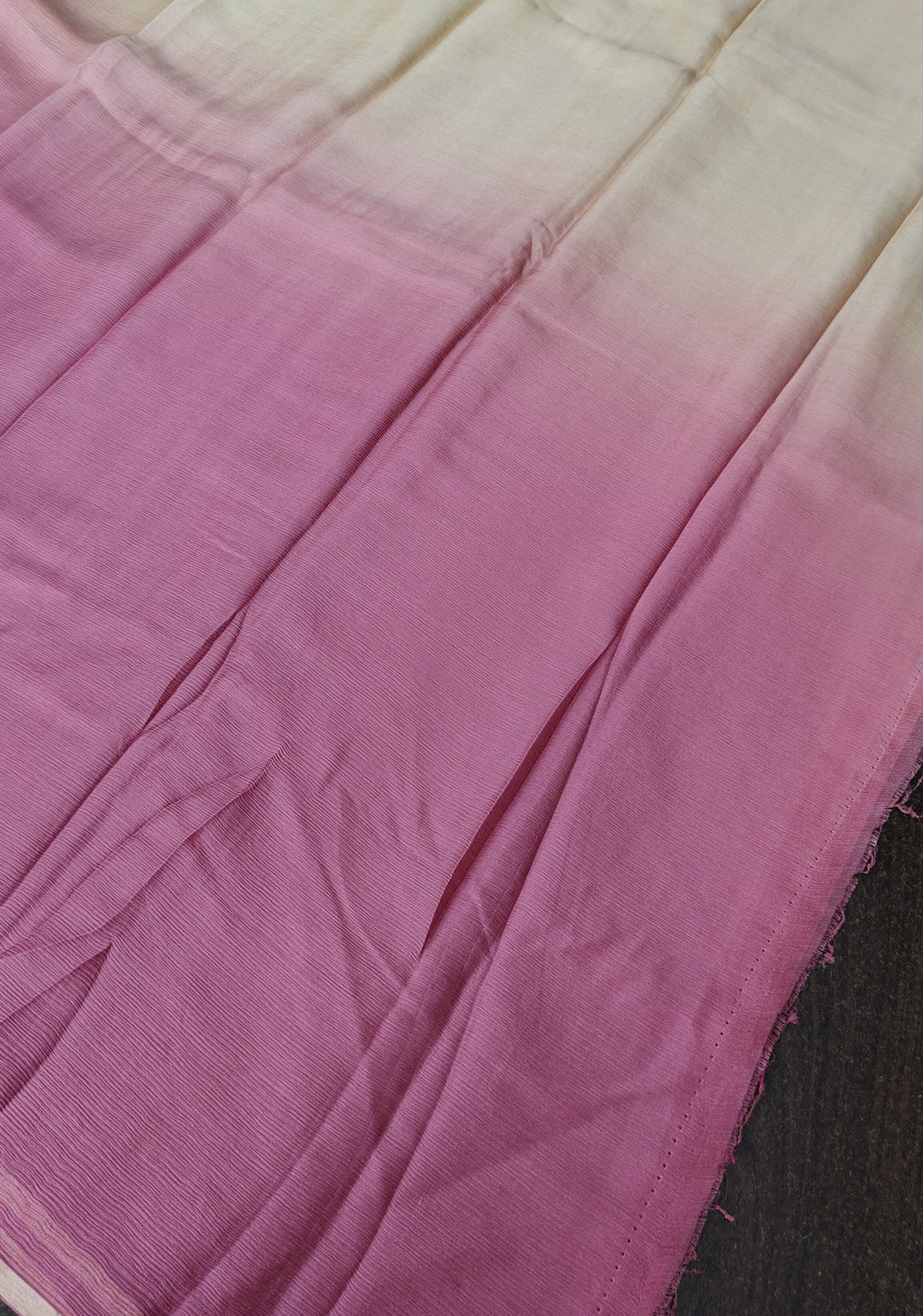 Bollywood style ombre pure chiffon Saree in Butter Yellow and Strawberry Pink, No Blouse Piece
