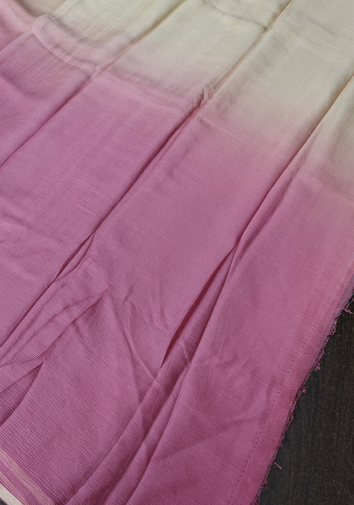 Bollywood style ombre pure chiffon Saree in Butter Yellow and Strawberry Pink, No Blouse Piece