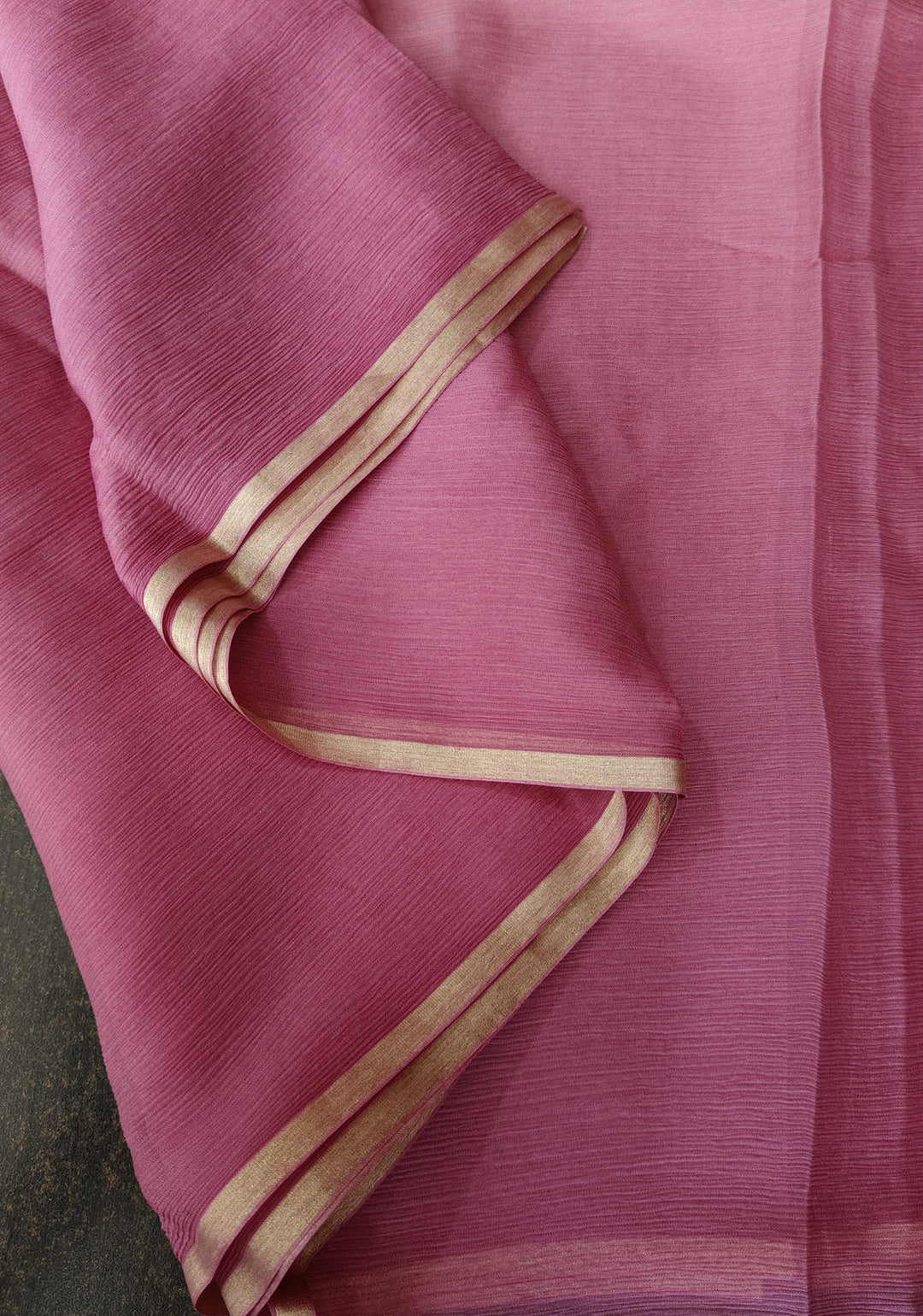 Bollywood style ombre pure chiffon Saree in Butter Yellow and Strawberry Pink, No Blouse Piece