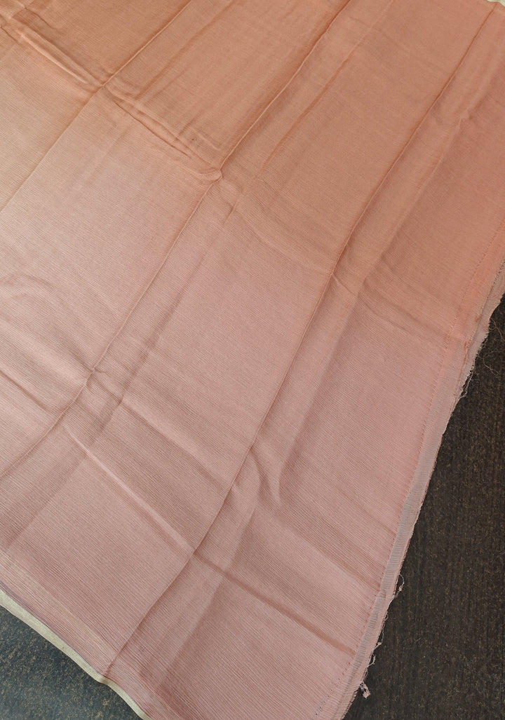 Bollywood style ombre pure chiffon Saree in Salmon and Light Peach, No Blouse Piece