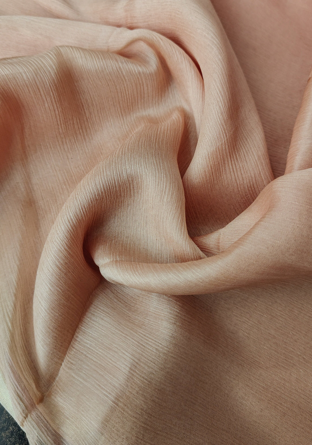Bollywood style ombre pure chiffon Saree in Salmon and Light Peach, No Blouse Piece