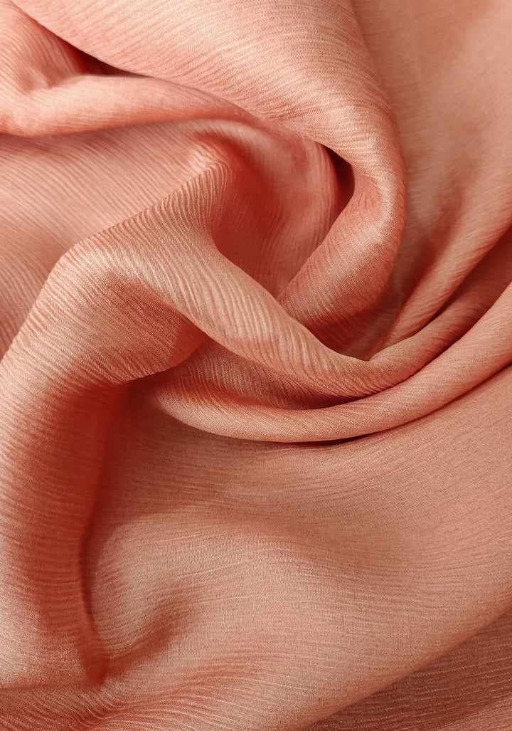 Bollywood style ombre pure chiffon Saree in Salmon and Light Peach, No Blouse Piece