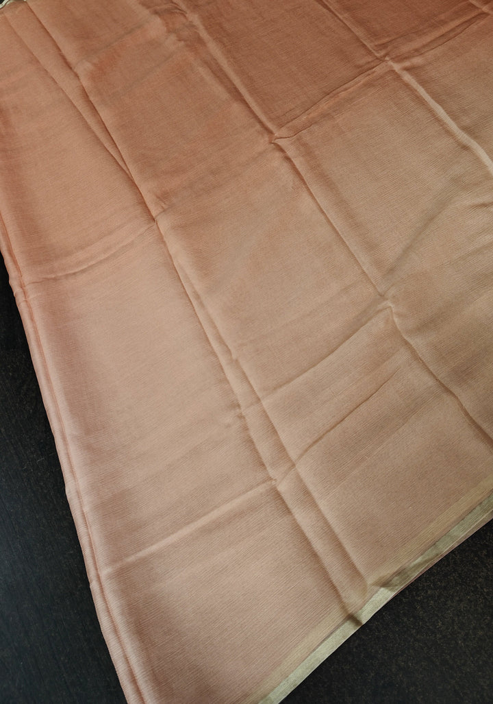 Bollywood style ombre pure chiffon Saree in Salmon and Light Peach, No Blouse Piece