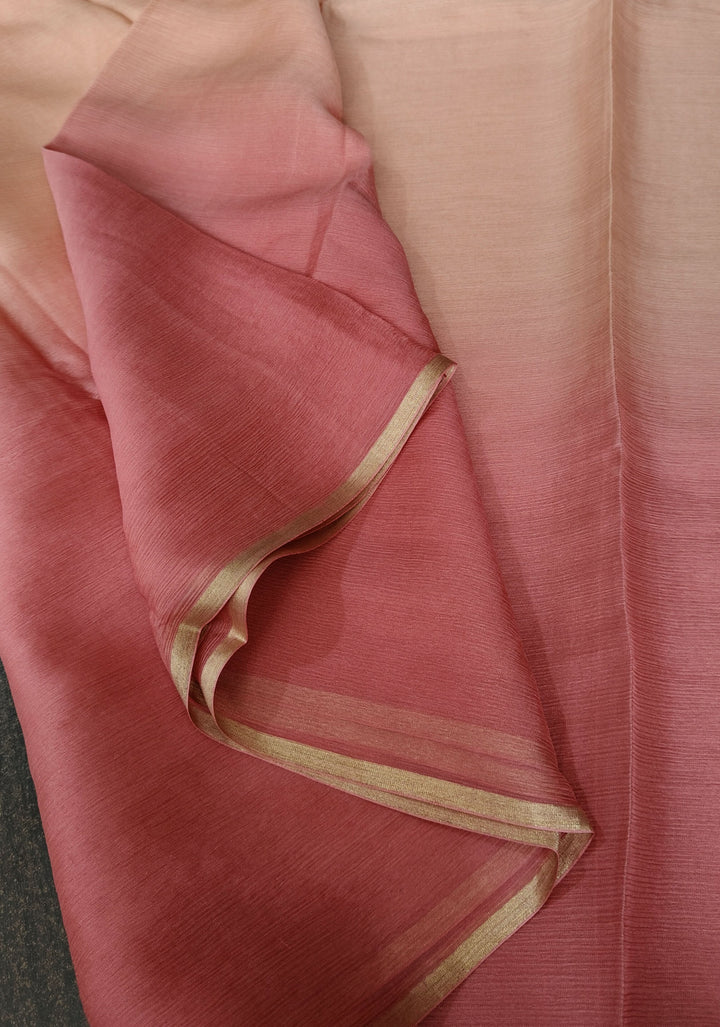 Multicolor Bollywood Style Ombre Pure Chiffon Saree, No Blouse Piece