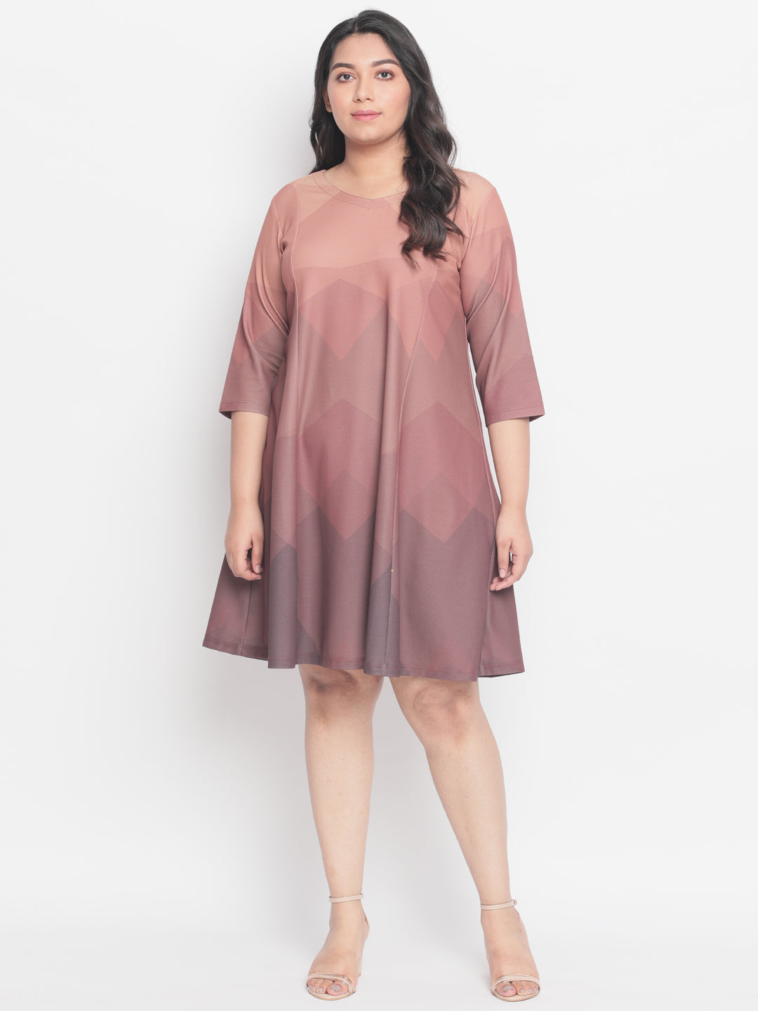 Dusty SandStone Plus Size Midi Dress Ombre  for Women | Made to Order