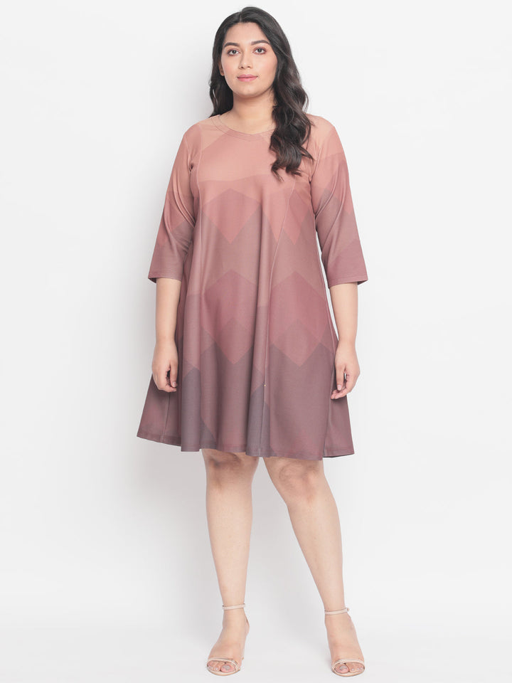 Dusty SandStone Plus Size Midi Dress Ombre  for Women | Made to Order