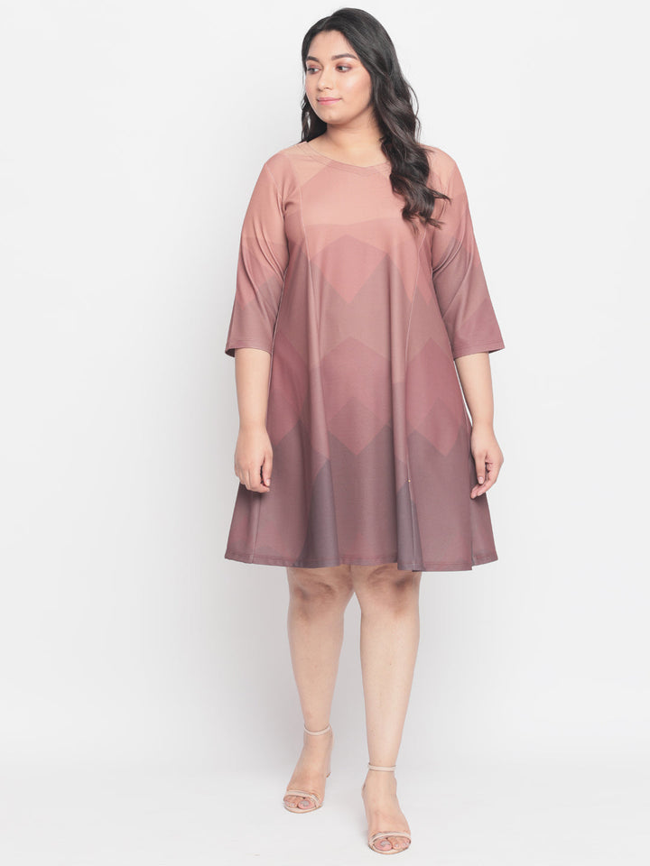 Dusty SandStone Plus Size Midi Dress Ombre  for Women | Made to Order