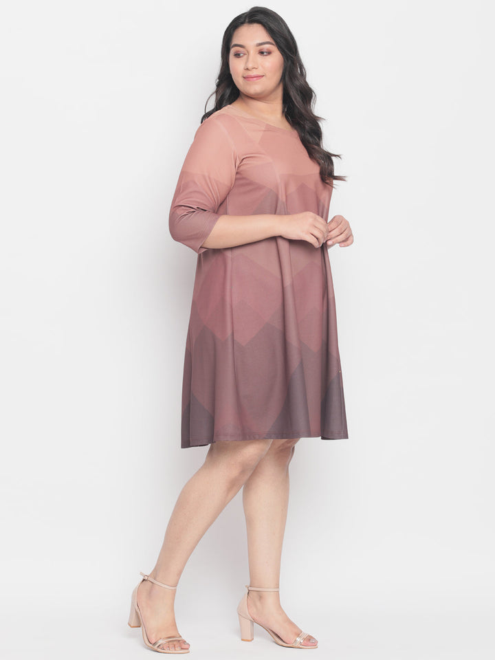 Dusty SandStone Plus Size Midi Dress Ombre  for Women | Made to Order