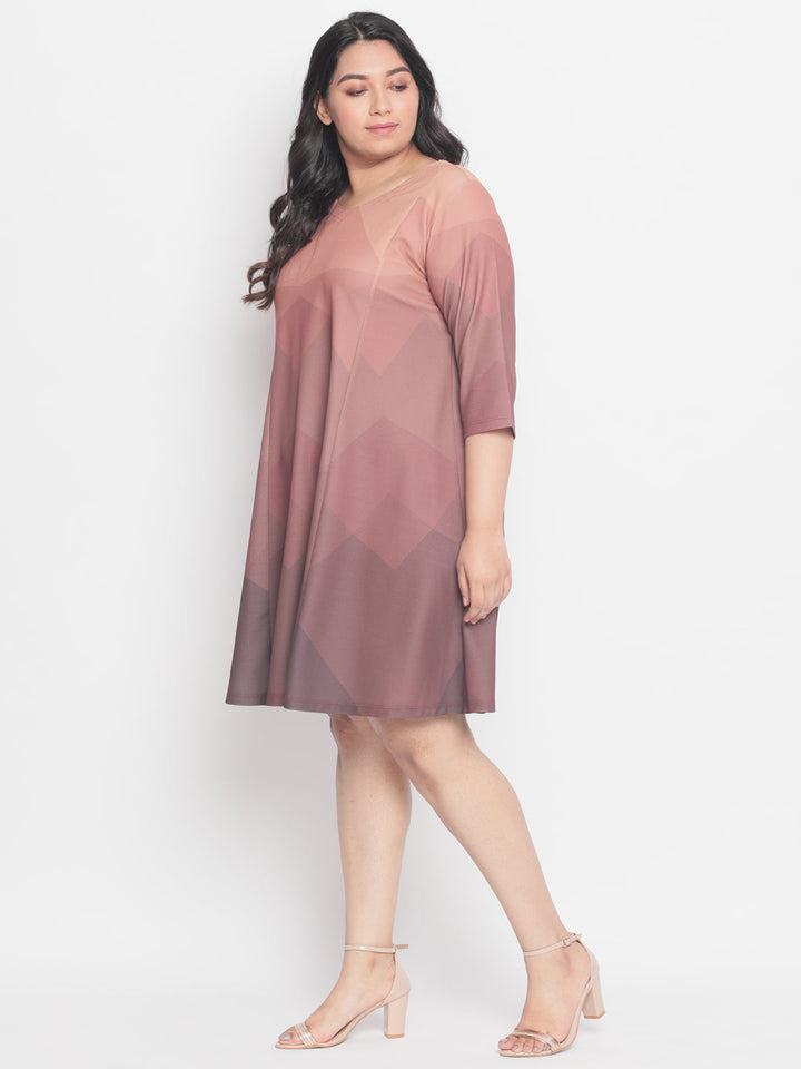 Dusty SandStone Plus Size Midi Dress Ombre  for Women | Made to Order