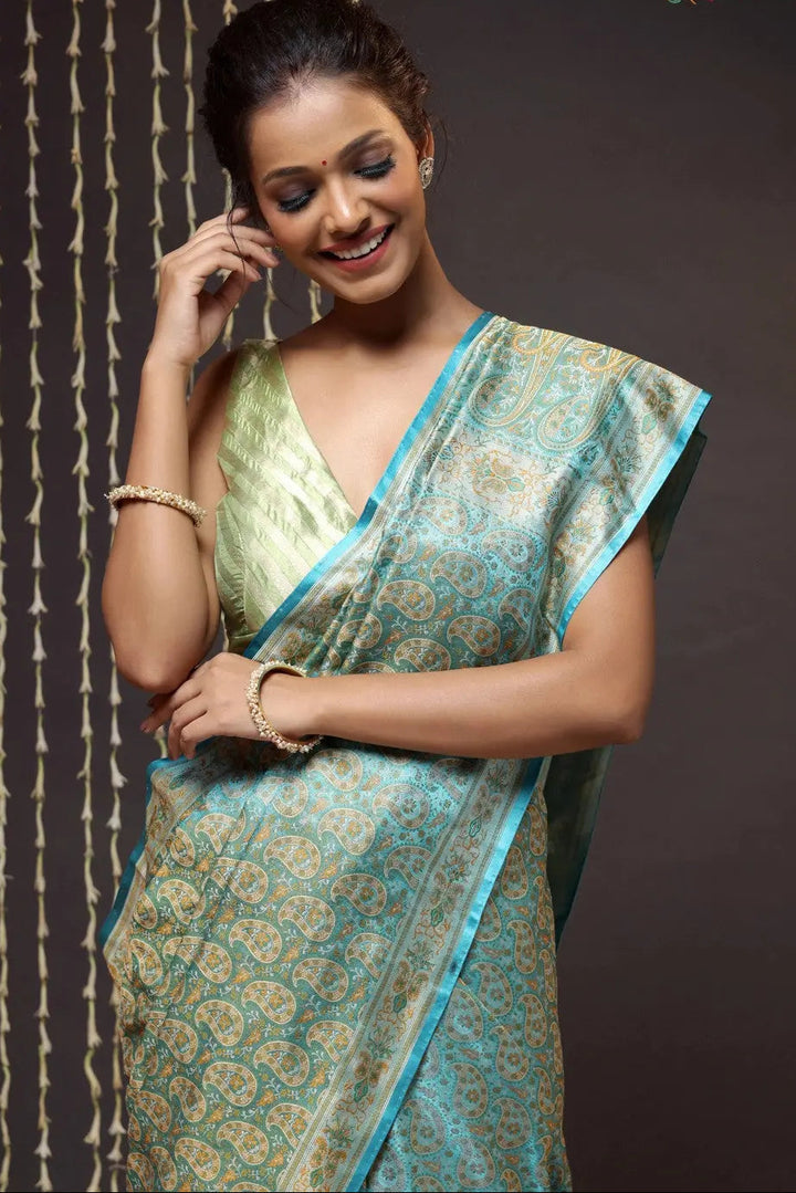 Electric Blue Handloom Pure Silk Tanchoi Banarasi Saree | SILK MARK CERTIFIED | SHOBITAM