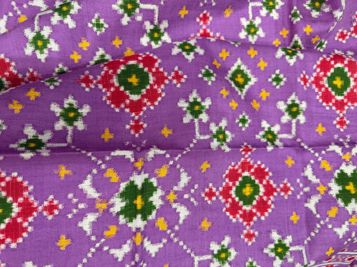 Lavender  Authentic Patan Patola Double Ikkat Pure Silk Saree With Navarathna Pattern and Pallu on Both Side | SILK MARK CERTIFIED