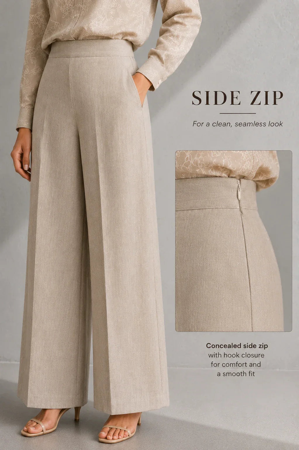 Beige Essence Embroidered Linen Co-Ord Set | SHOBITAM