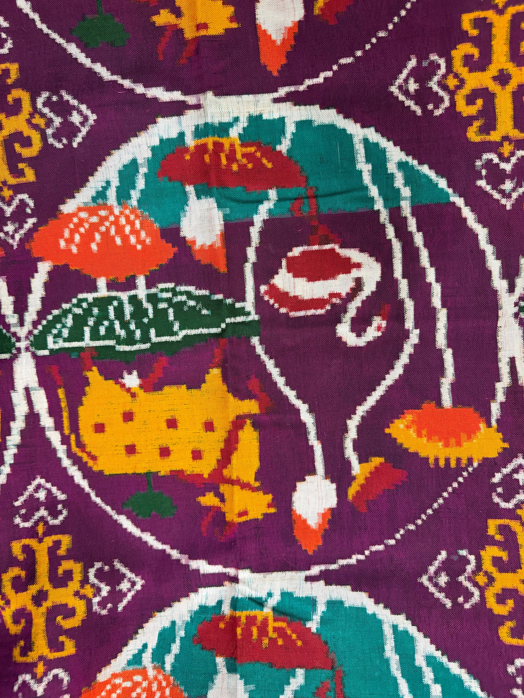 Plum Authentic Patan Patola Double Ikkat Pure Silk Saree With Pichwai Design and Contrast Pallu on Both Side | SILK MARK CERTIFIED