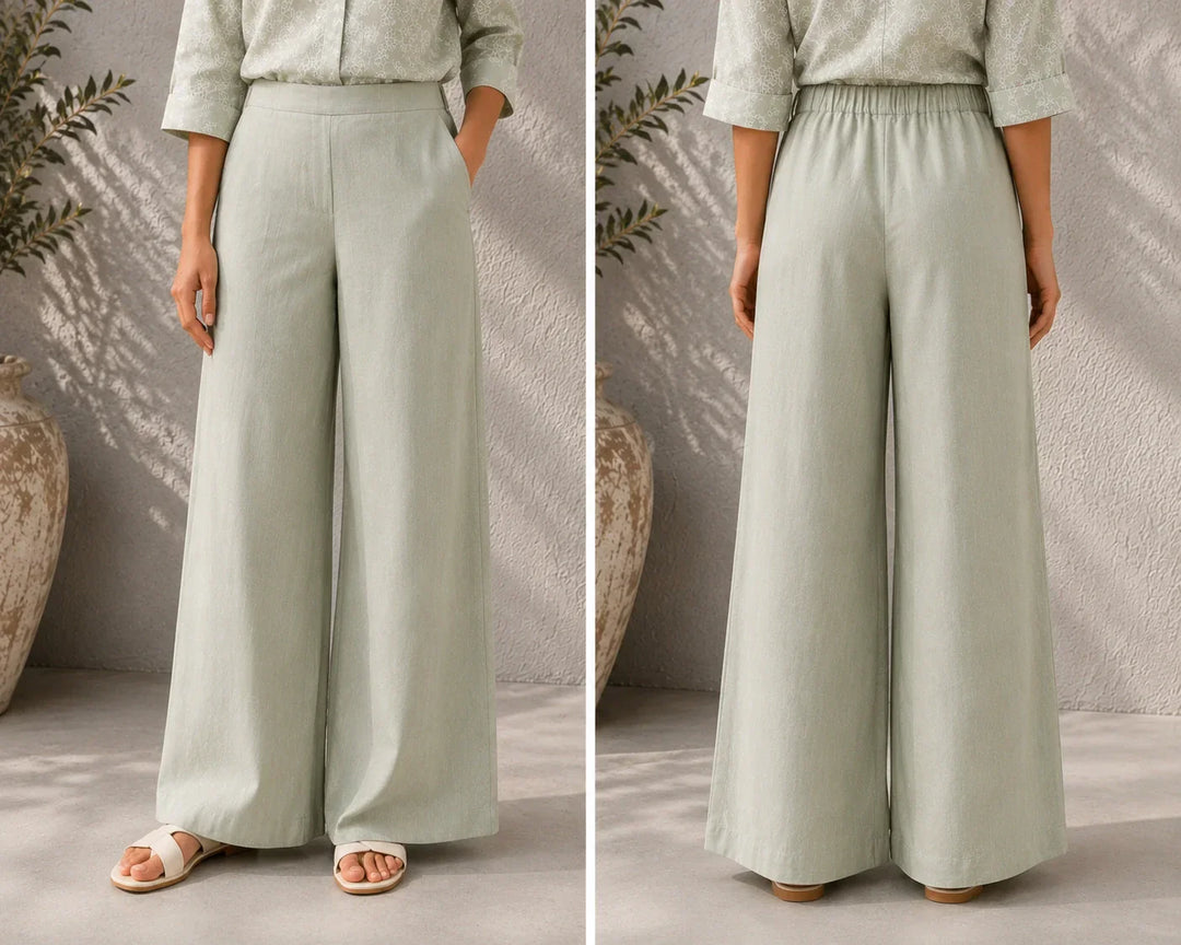 Green Essence Embroidered Linen Co-Ord Set | SHOBITAM