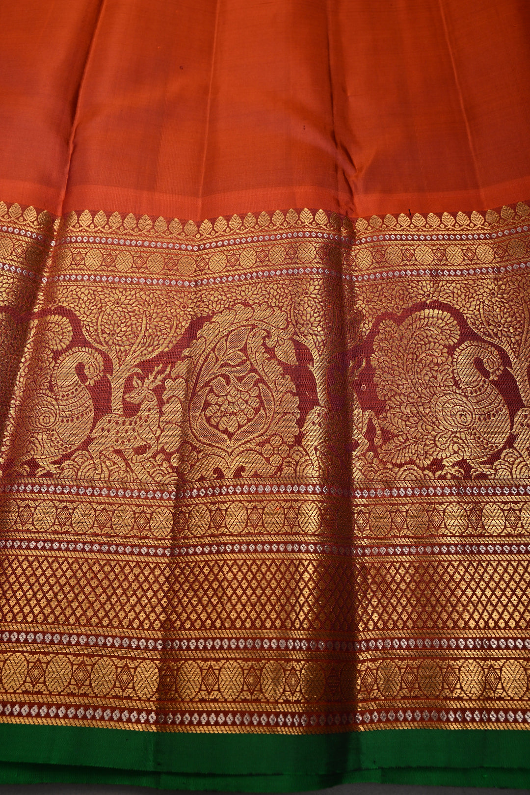 Royal Purple Pure Gadwal Silk Saree with Gold-Silver Ornate Zari Stripes and Contrast Wide Zari Border | SILK MARK CERTIFIED |SHOBITAM