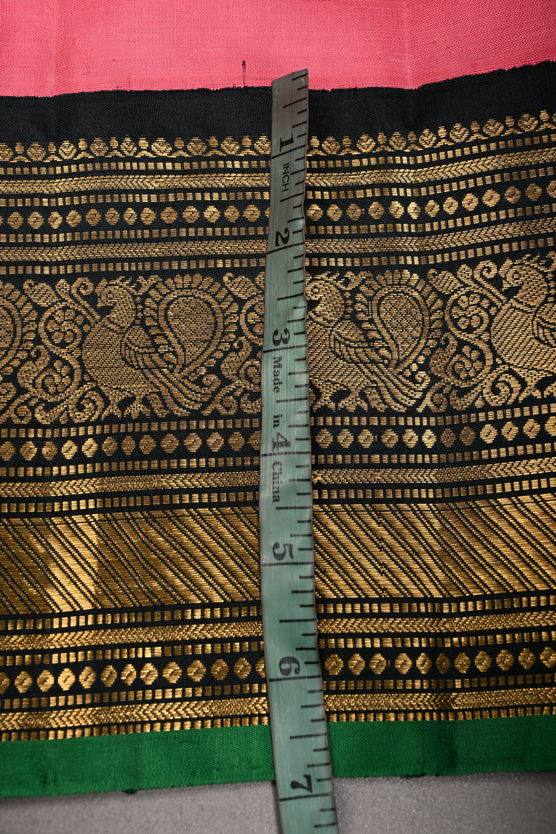 Korvai French Rose Pure Gadwal Silk Saree with Gold-Silver Buttas and Contrast Zari Border | SILK MARK CERTIFIED | SHOBITAM