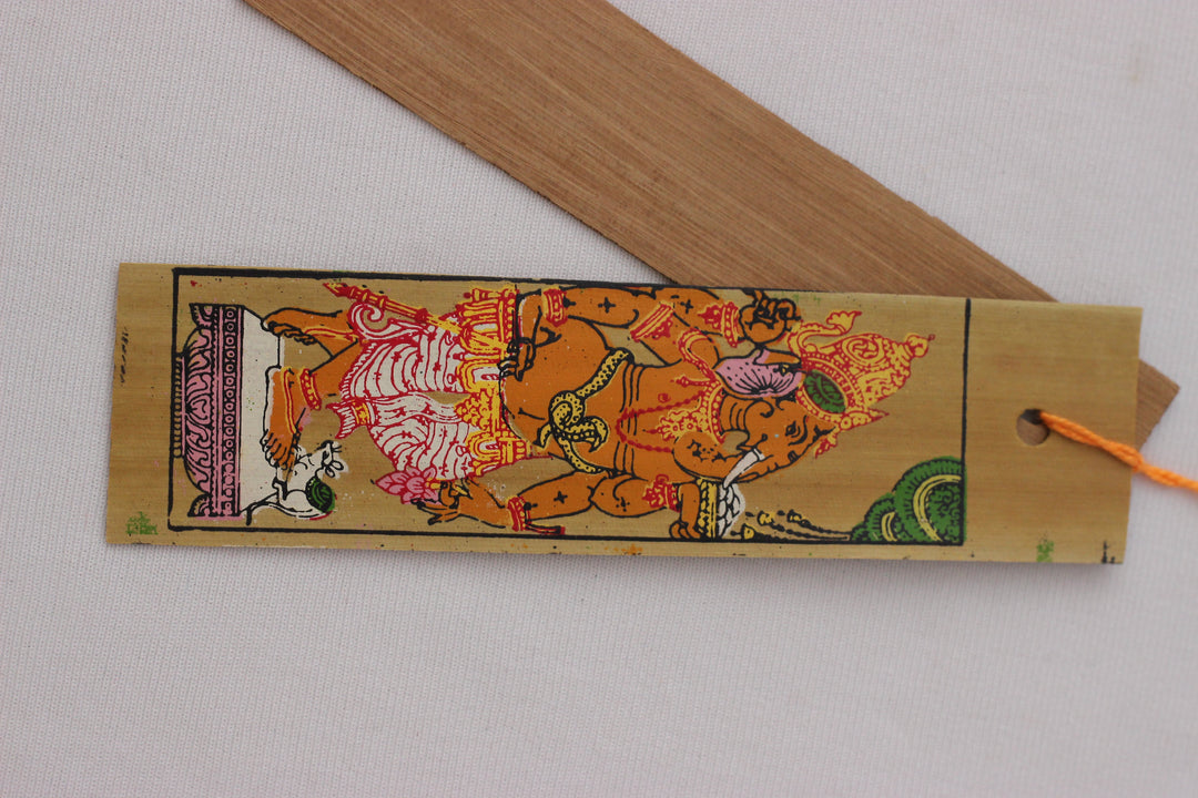 Authentic Pattachitra Ganesha Palm leaf Bookmark, Gift