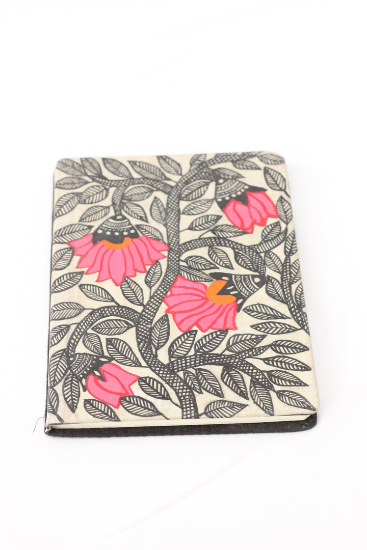 Madhubani Floral Handpainted Silk Diary