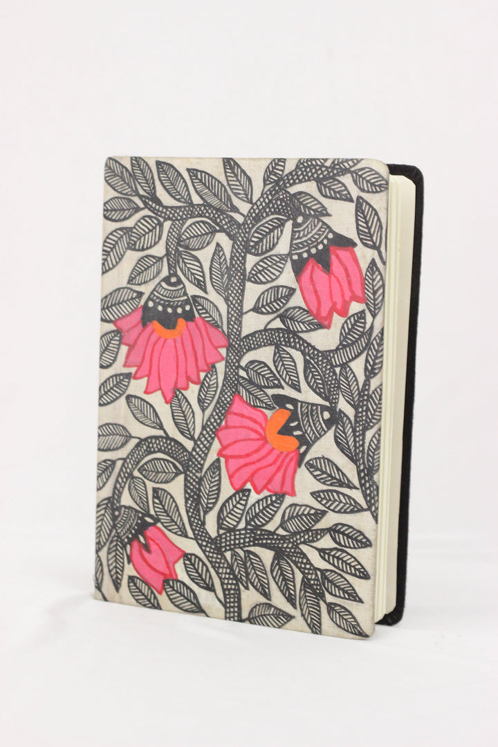 Madhubani Floral Handpainted Silk Diary
