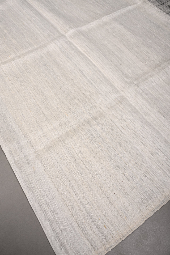 White Geecha Tussar Silk Dupatta with Geometric Jaal Motifs Handpainting | SILK MARK CERTIFIED | SHOBITAM