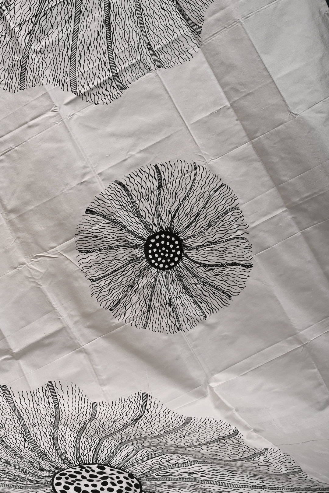 Off White Pure Mulberry Silk Dupatta with Makhana Lotus Flower Motifs Handpainting  | SILK MARK CERTIFIED | SHOBITAM