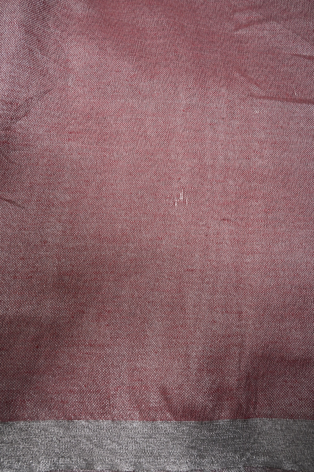 Dusty Rose Linen by Linen Saree with Tissue Stripes Pattern and Silver Minimal Border | SHOBITAM