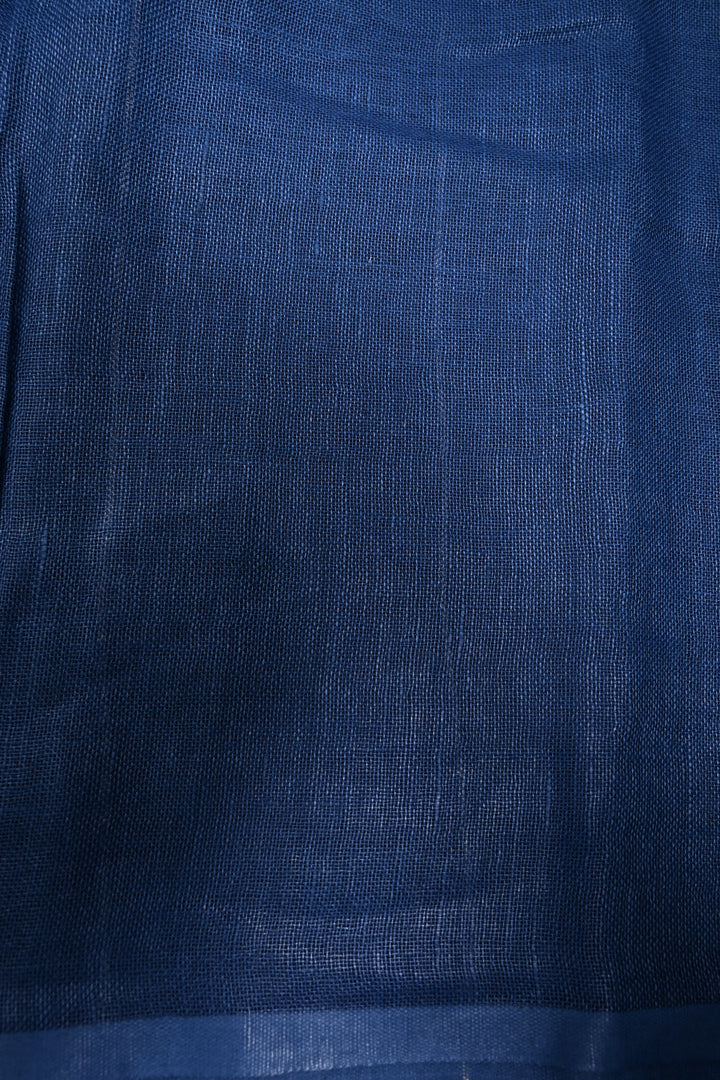 Blue Linen by Linen Saree with Stripes Pattern | SHOBITAM