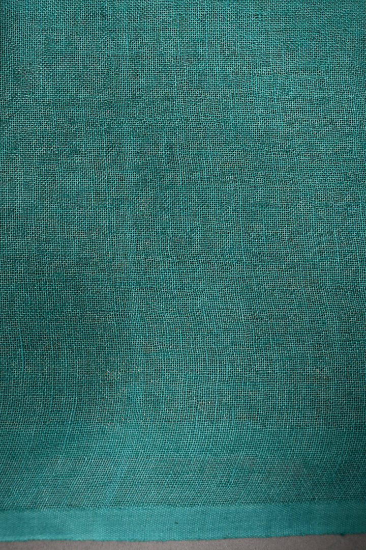 Lime Green Half and Half Tissue Linen Saree with Stripes Pattern  | SHOBITAM