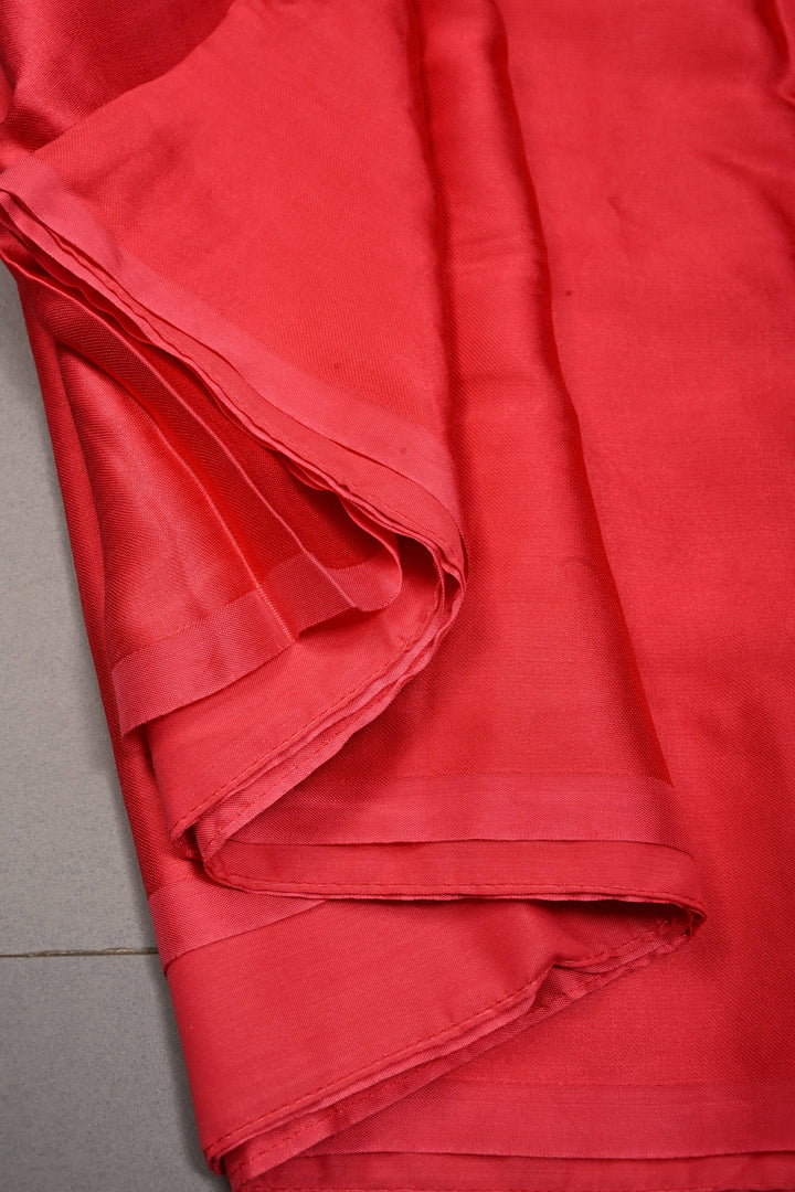 Bright Amaranth Borderless Modal Silk Saree with Lagda Patta Crushed Pallu | SHOBITAM