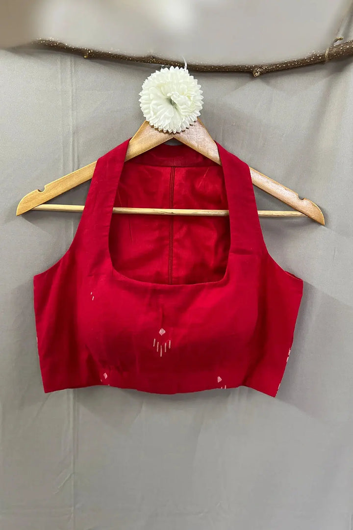 Mohak Red Jamdani Blouse | SHOBITAM