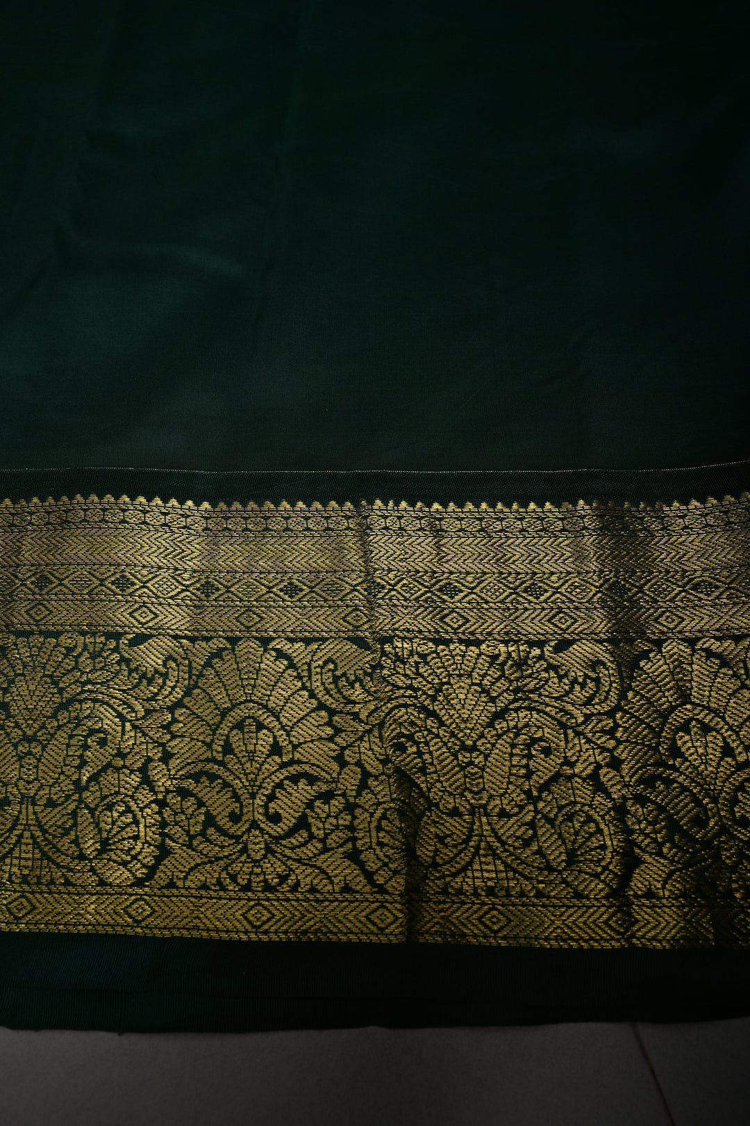 Navy Blue Jacquard Weave Self Brocade on Pure Kanjivaram Silk Saree with Kalamkari Handpainted  Panel and Fushion Contrast Zari Border | SILK MARK CERTIFIED | SHOBITAM