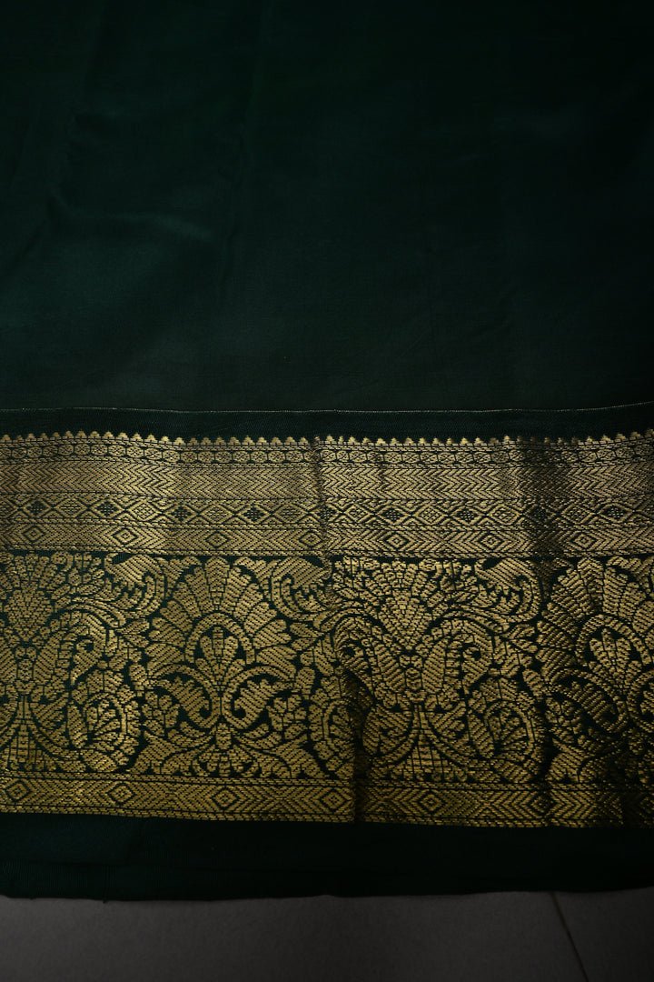 Navy Blue Jacquard Weave Self Brocade on Pure Kanjivaram Silk Saree with Kalamkari Handpainted  Panel and Fushion Contrast Zari Border | SILK MARK CERTIFIED | SHOBITAM
