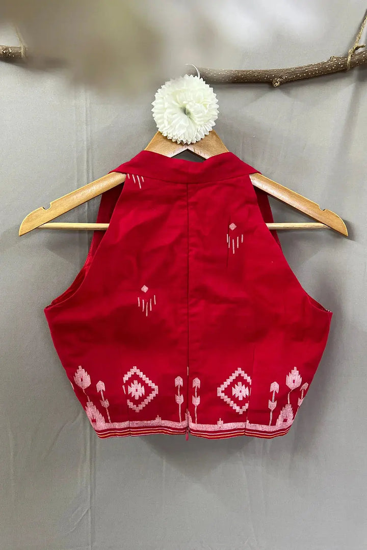 Mohak Red Jamdani Blouse | SHOBITAM