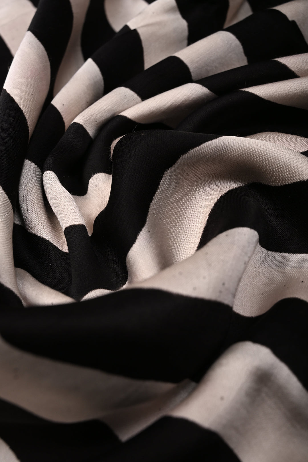 Black-White Ajrakh Hand Block Print on Modal Silk Saree with Vertical Stripes Pattern and Bandhni Pallu | SHOBITAM