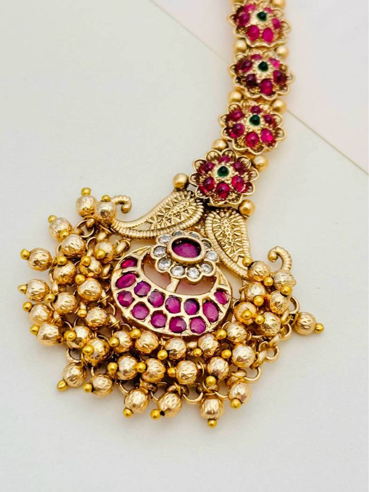 High Quality Matt Gold Plated SouthIndian Maangtikka | SHOBITAM