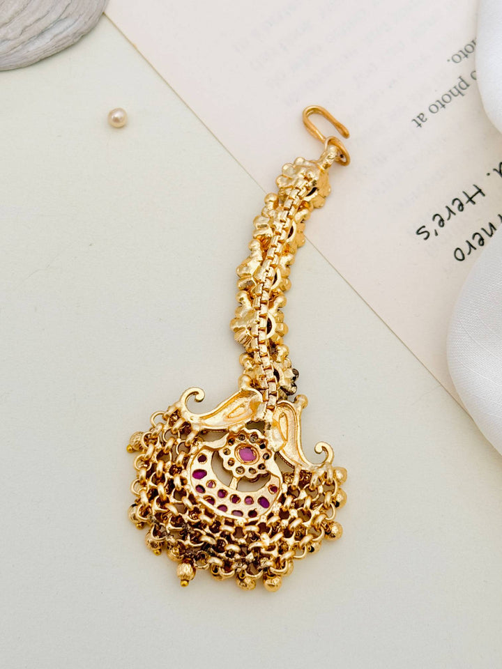 High Quality Matt Gold Plated SouthIndian Maangtikka | SHOBITAM