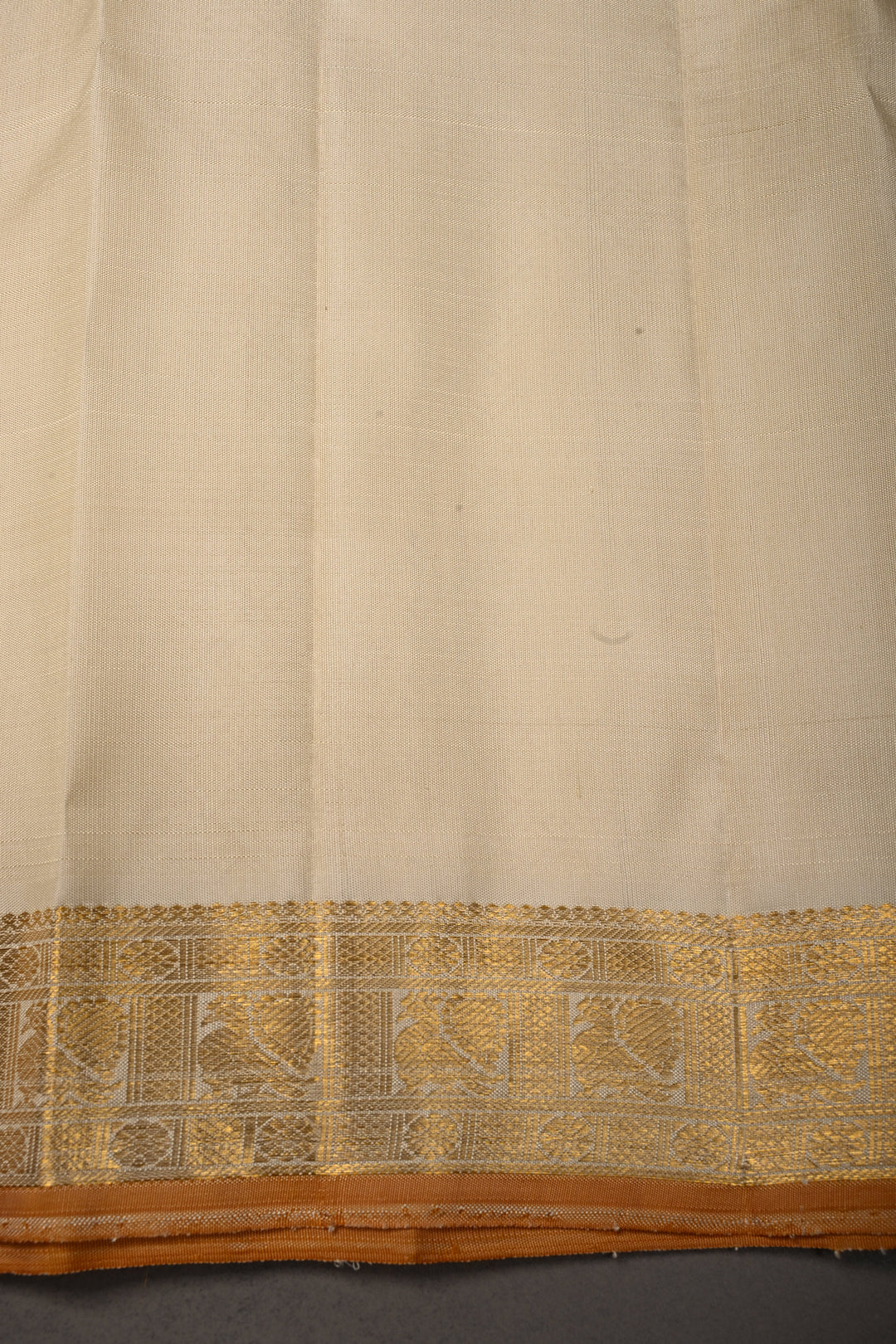 Off White Kanjivaram Zari Checks on Pure Silk Saree with Zari Buttas and Zari Border | SILK MARK CERTIFIED | SHOBITAM