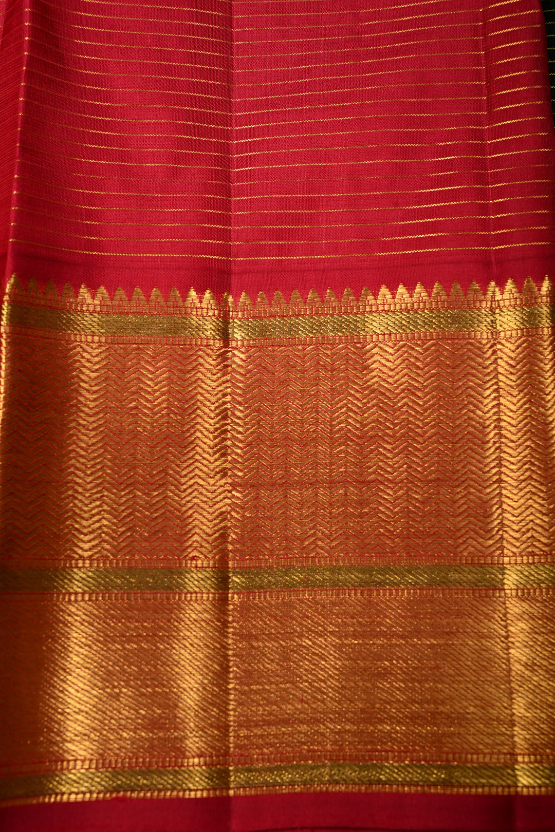 Bottle Green Kanjivaram Pure Silk Saree with Podi-Kattam Zari Checks and Contrast Zari Border | SILK MARK CERTIFIED | SHOBITAM