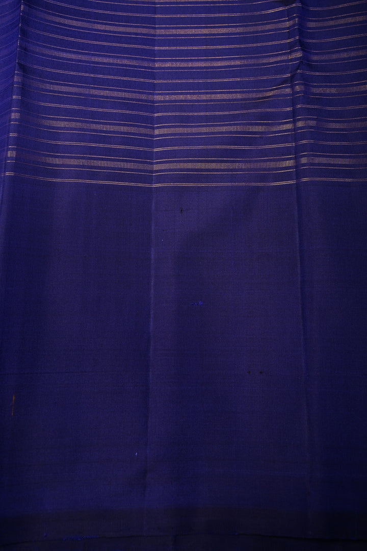 Multicolor Pure Kanjivaram Silk Handloom Saree with Horizontal Stripes and Distinct Twin Peacock Zari Motifs on Border  | SILK MARK CERTIFIED | SHOBITAM