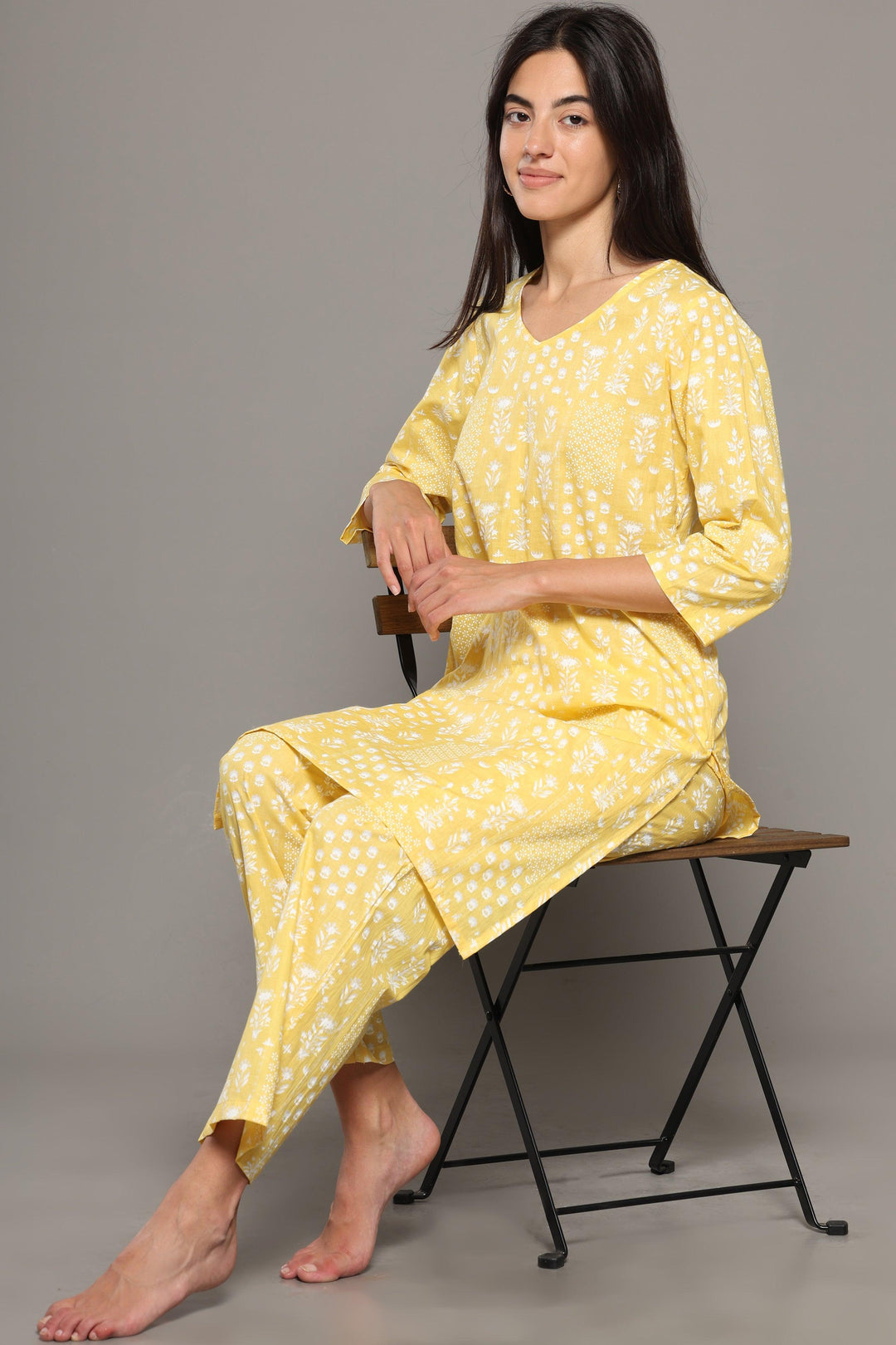 Citrus Cotton Printed Loungewear Co-ord Set | SHOBITAM