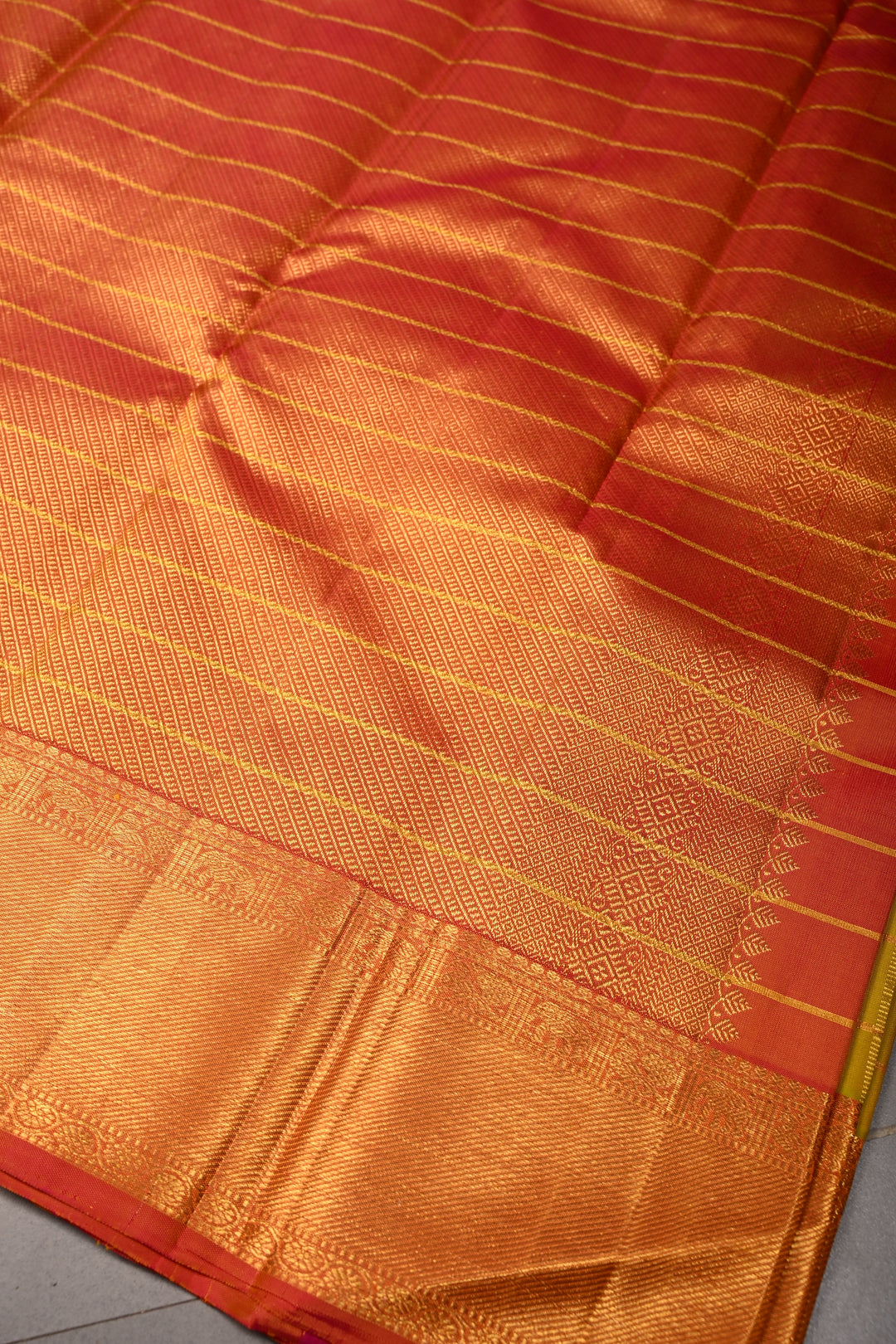 Mustard Yellow Zari Checks on Pure Kanjivaram Silk Saree with Zari Buttas and Contrast Zari Border | SILK MARK CERTIFIED | SHOBITAM