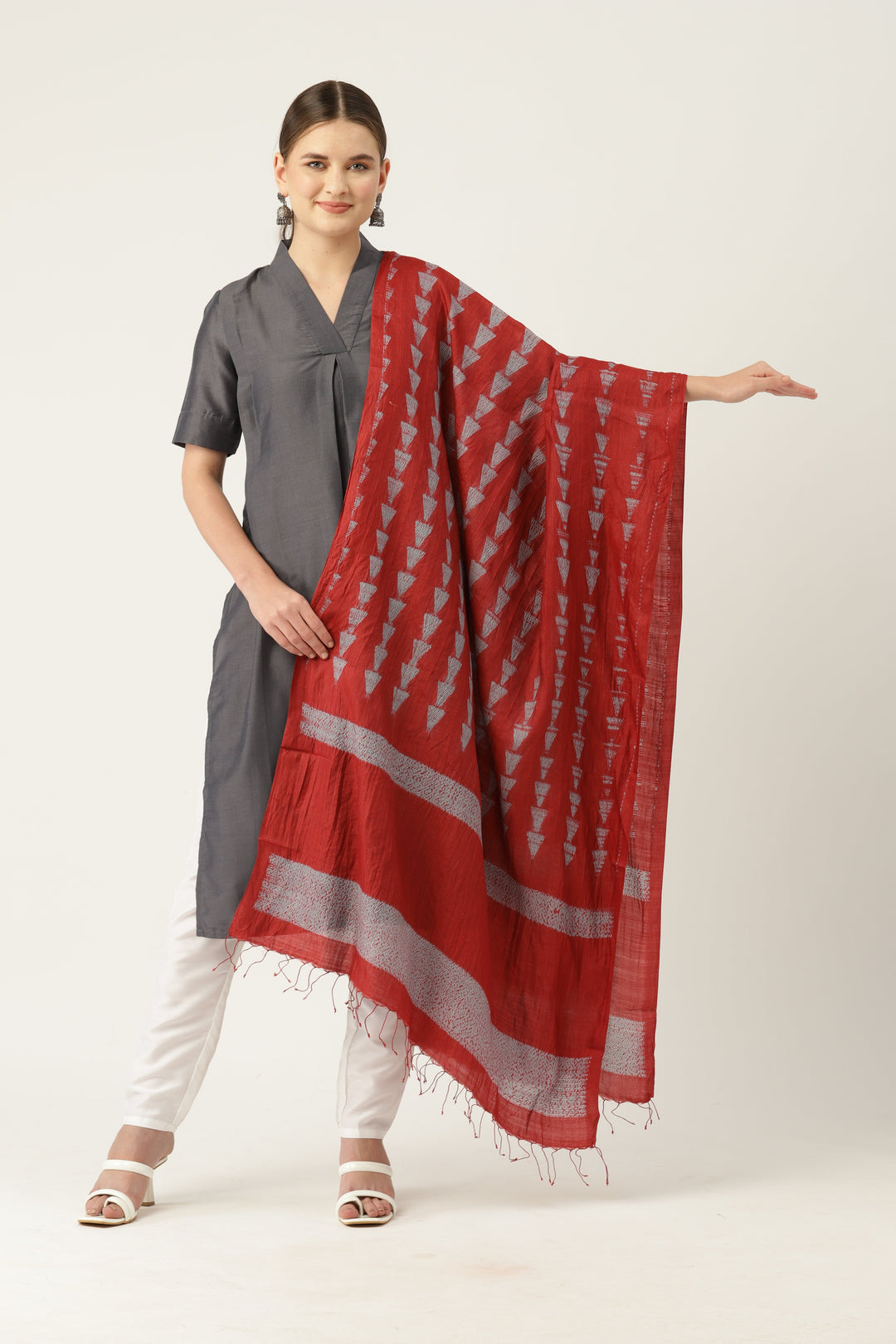 Hand Woven Shibori Silk Dupatta | SHOBITAM